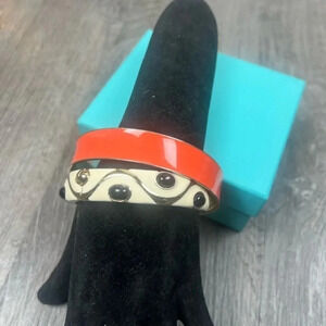 Two Piece Set Orange w/Gold Trim and Black & White Bracelet